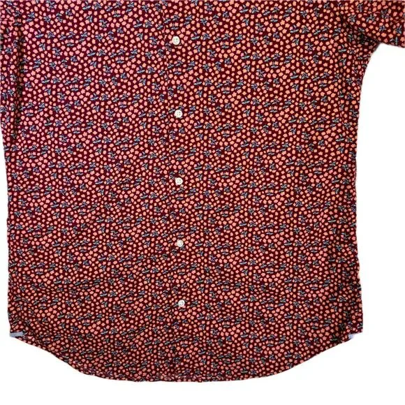 Bonobos Men Shirt Large Red Floral Stretch Slim Fit Short Sleeve Button-Up M528 - Picture 6 of 13